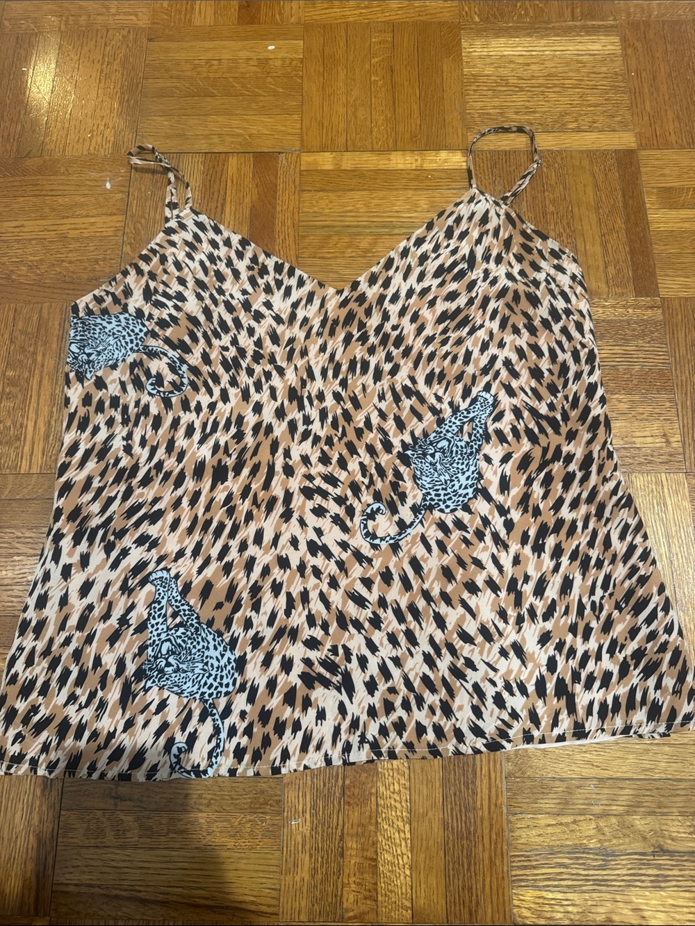 L'AGENCE Leopard-Print Silk Cami in Tan and Black